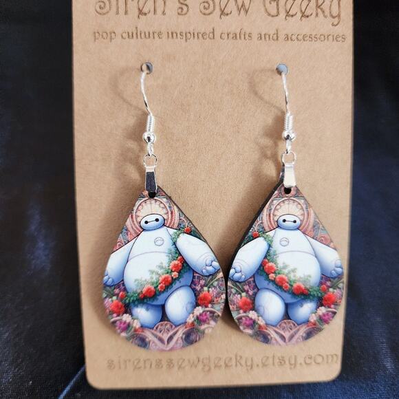 Baymax Earrings Disney handmade Big Hero 6 six - Picture 2 of 3